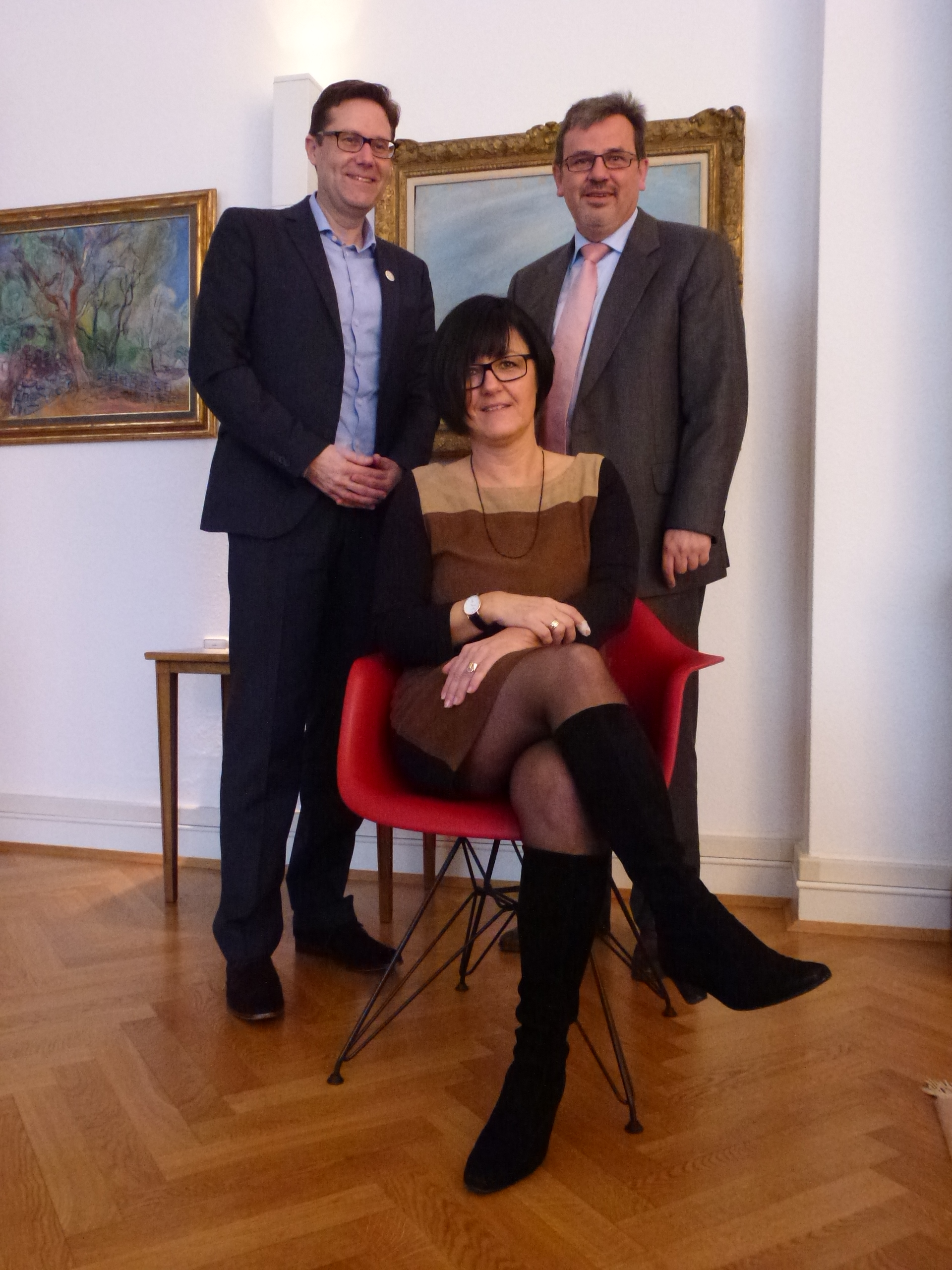 Paul Bomke, Birgit Fuchs und Oberbürgermeister Hansjörg Eger